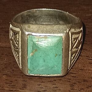 Bell Trading Turquoise Sterling Silver Signet Bikers Ring Size 10.5